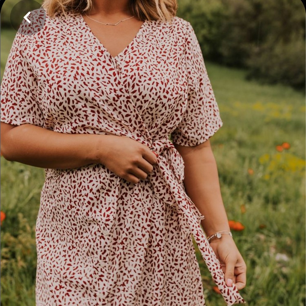 Roolee red and white floral wrap dress